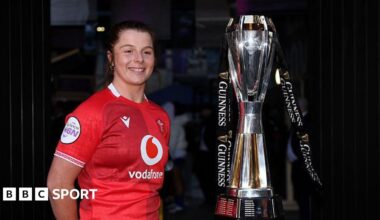 Kate Williams with the Six Nations trophy