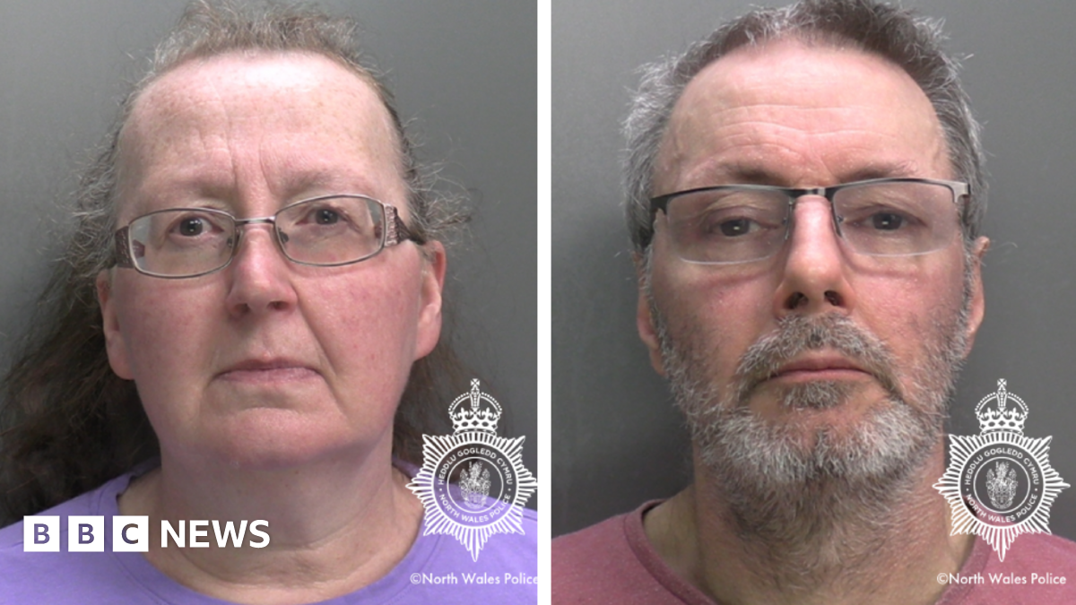A comp graphic of police photos of Alan and Bernita Davies.