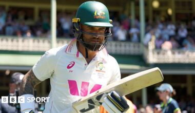 Jake Weatherald enters the pitch to bat for Australia against England