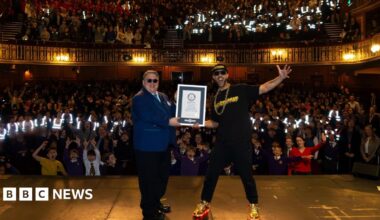 Craig Glenday, adjudicator and editor-in-chief of Guinness World Records and Guinness World Record breaker MC Grammar.