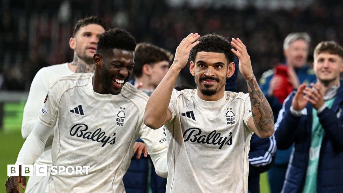 Nottingham Forest celebrate win in Europa League