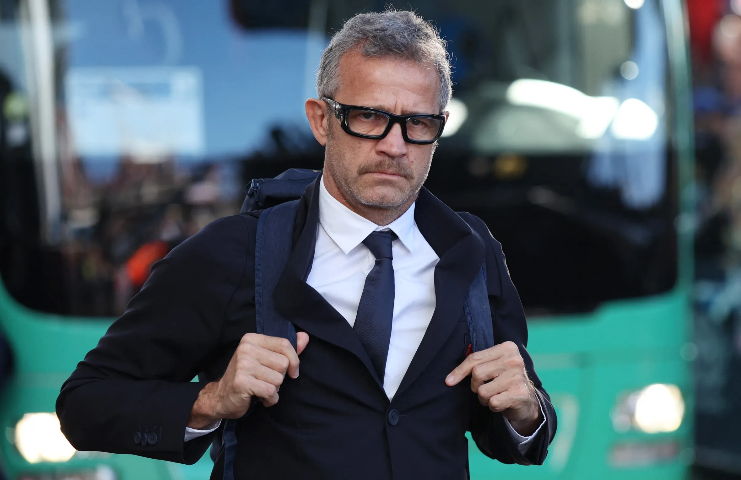 France head coach Fabien Galthie arrives at the Six Nations Championship match.