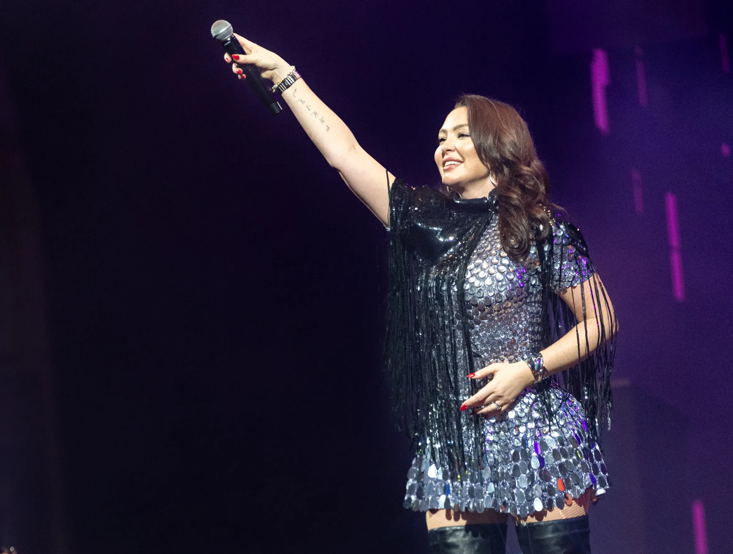 Natasha Hamilton performing on stage at The Forth Awards 2024.