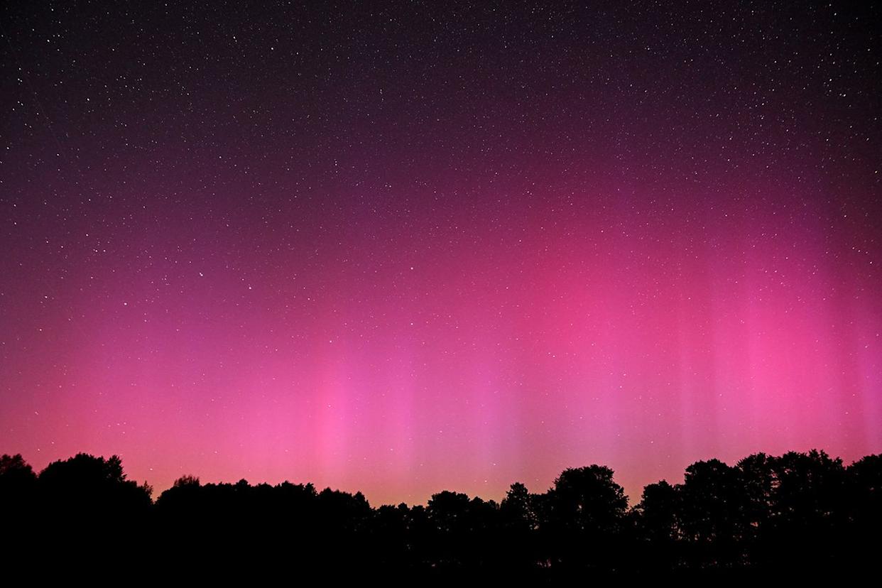 Northern lights over Wigry, SuwalkiCredit: SERGEI GAPON/AFP via Getty