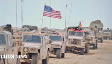 US military vehicles during the 1991 military operation to drive Iraqi troops out of Kuwait