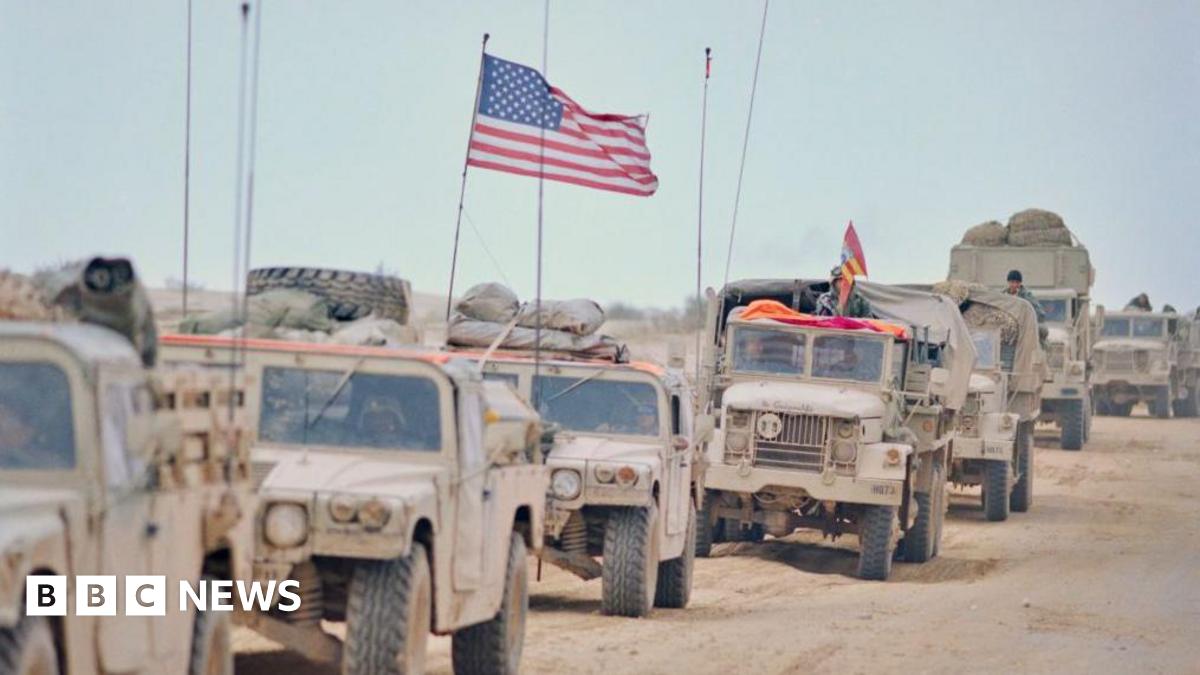US military vehicles during the 1991 military operation to drive Iraqi troops out of Kuwait