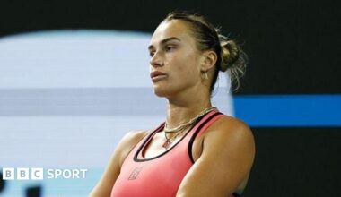 World number one Aryna Sabalenka in a pink tennis outfit
