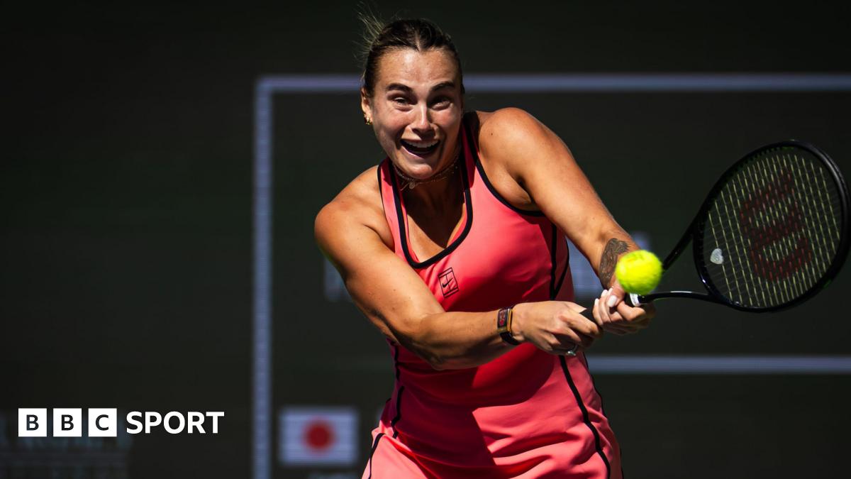 Aryna Sabalenka with a back hand against Naomi Osaka