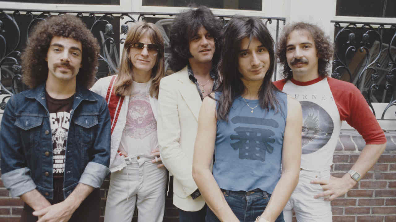 Journey posing for a photograph in 1979