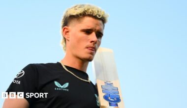 Jacob Bethell wagon wheel against India showing runs all around the wicket but five straight boundaries