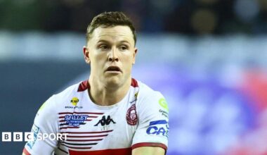 Jai Field in action for Wigan Warriors this season