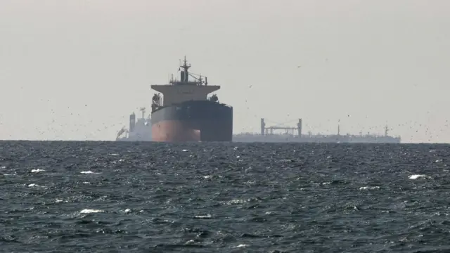 Cargo ships in the Gulf, near the Strait of Hormuz