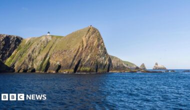 A sheer cliff on part of Fair Isle's rocky coast.