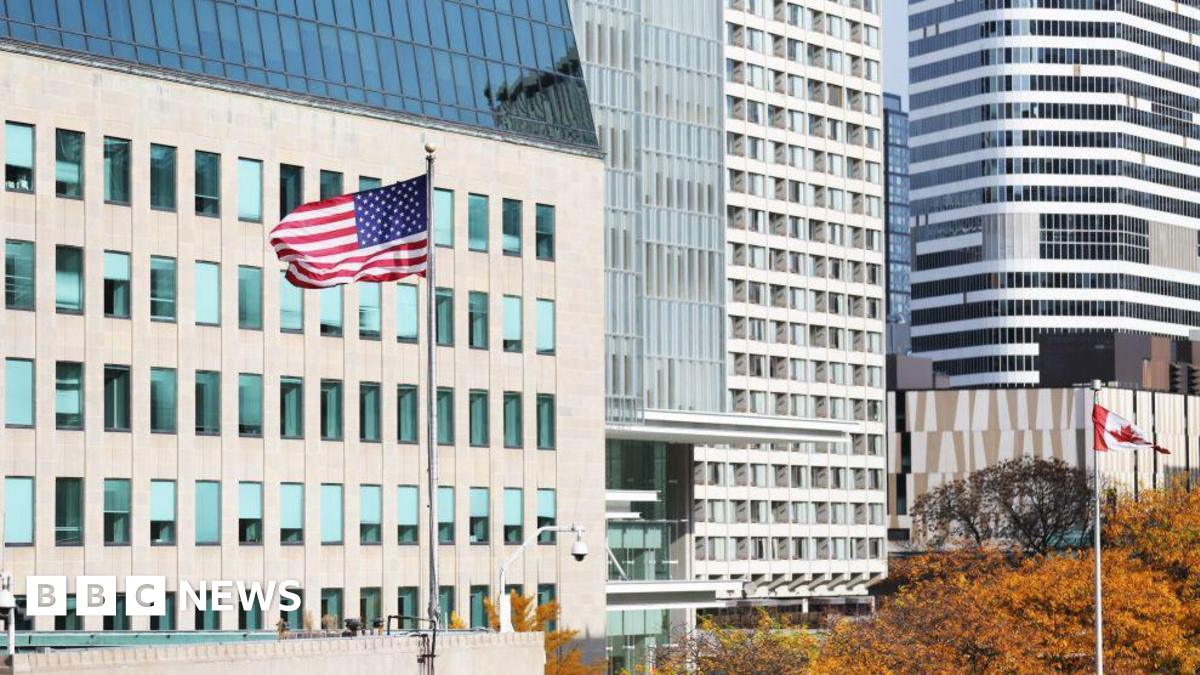 A US flag outside the consulate building in Toronto