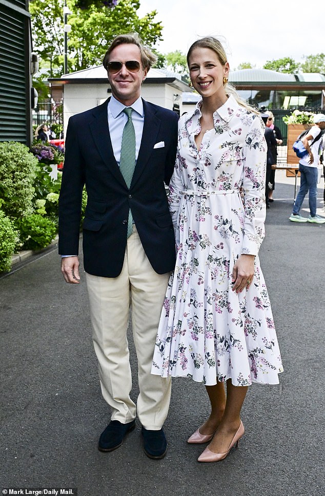 Thomas and Lady Gabriella smile for photographers at the 2023 Wimbledon Tennis Championships