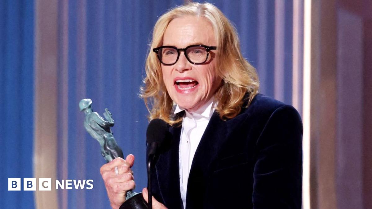 US actress Amy Madigan accepts the award for Outstanding Performance by a Female Actor in a Supporting Role in a Motion Picture for "Weapons" during the 32nd Annual Actor Awards at the Shrine Auditorium in Los Angeles on March 1, 2026.