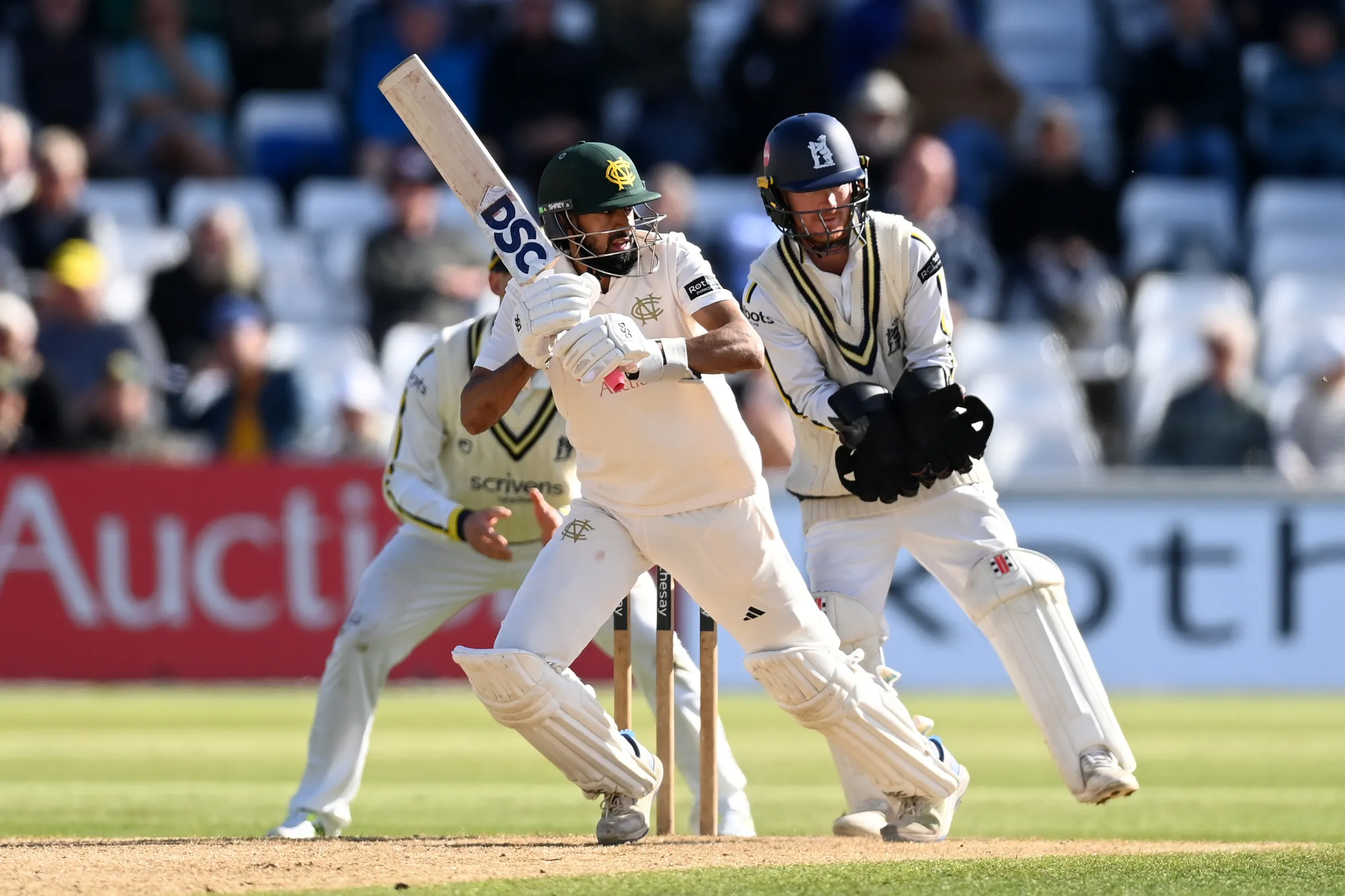 Haseeb Hameed of Nottinghamshire bats during the Rothesay County Championship.