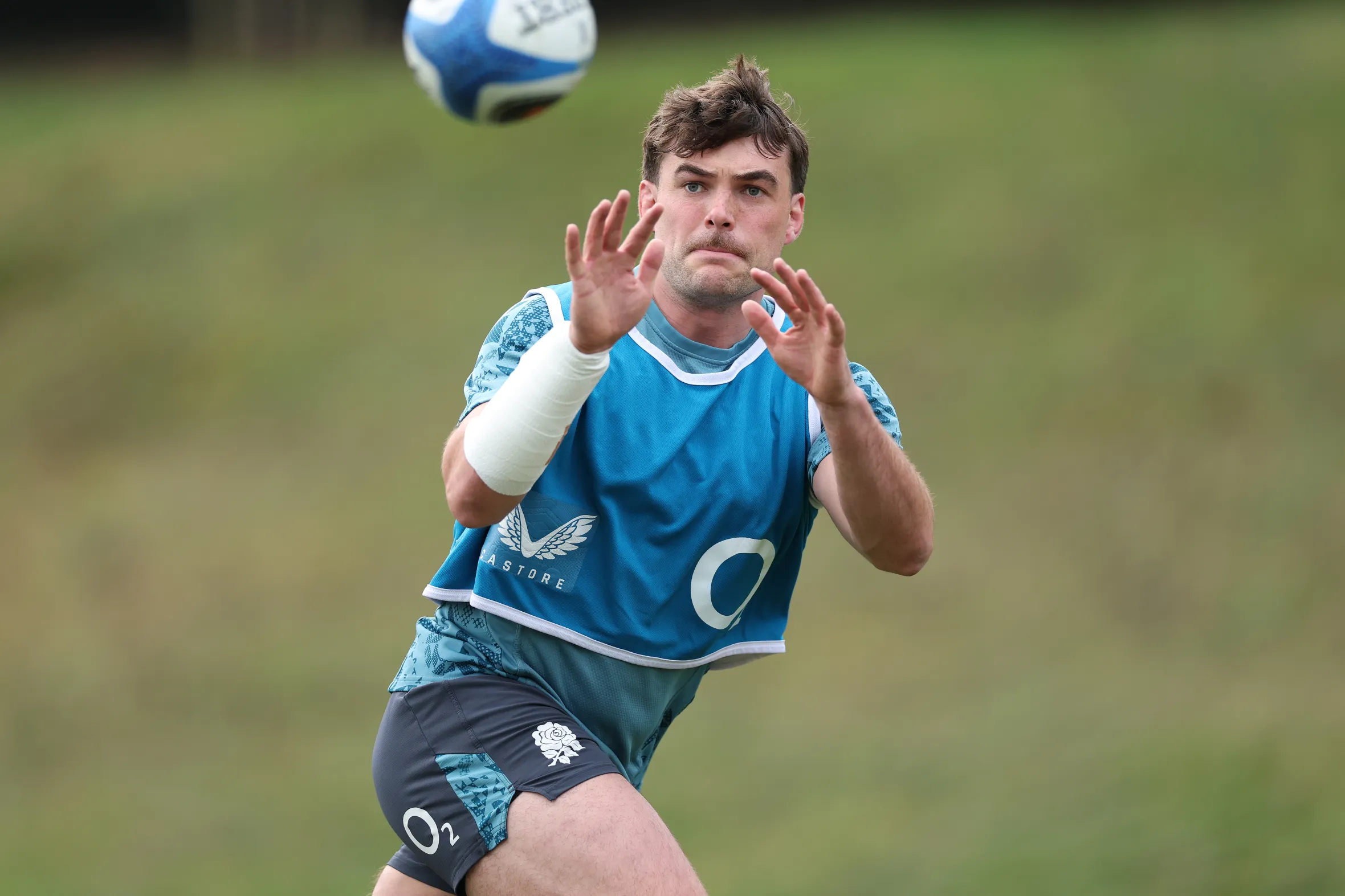 George Furbank of England during a rugby training session.