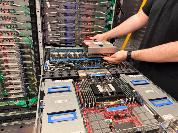 AWS Austin chip lab tour, sled with components