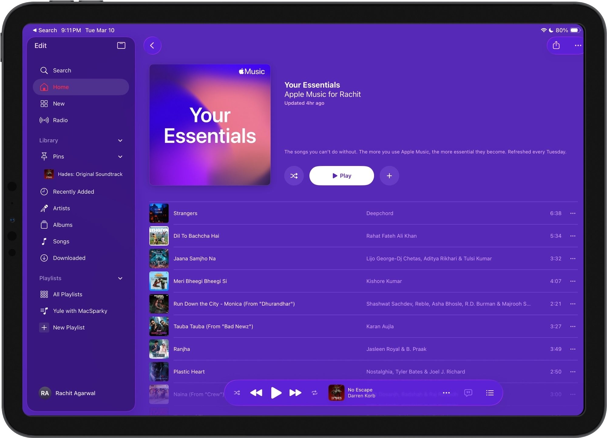Apple Music album view in iPad