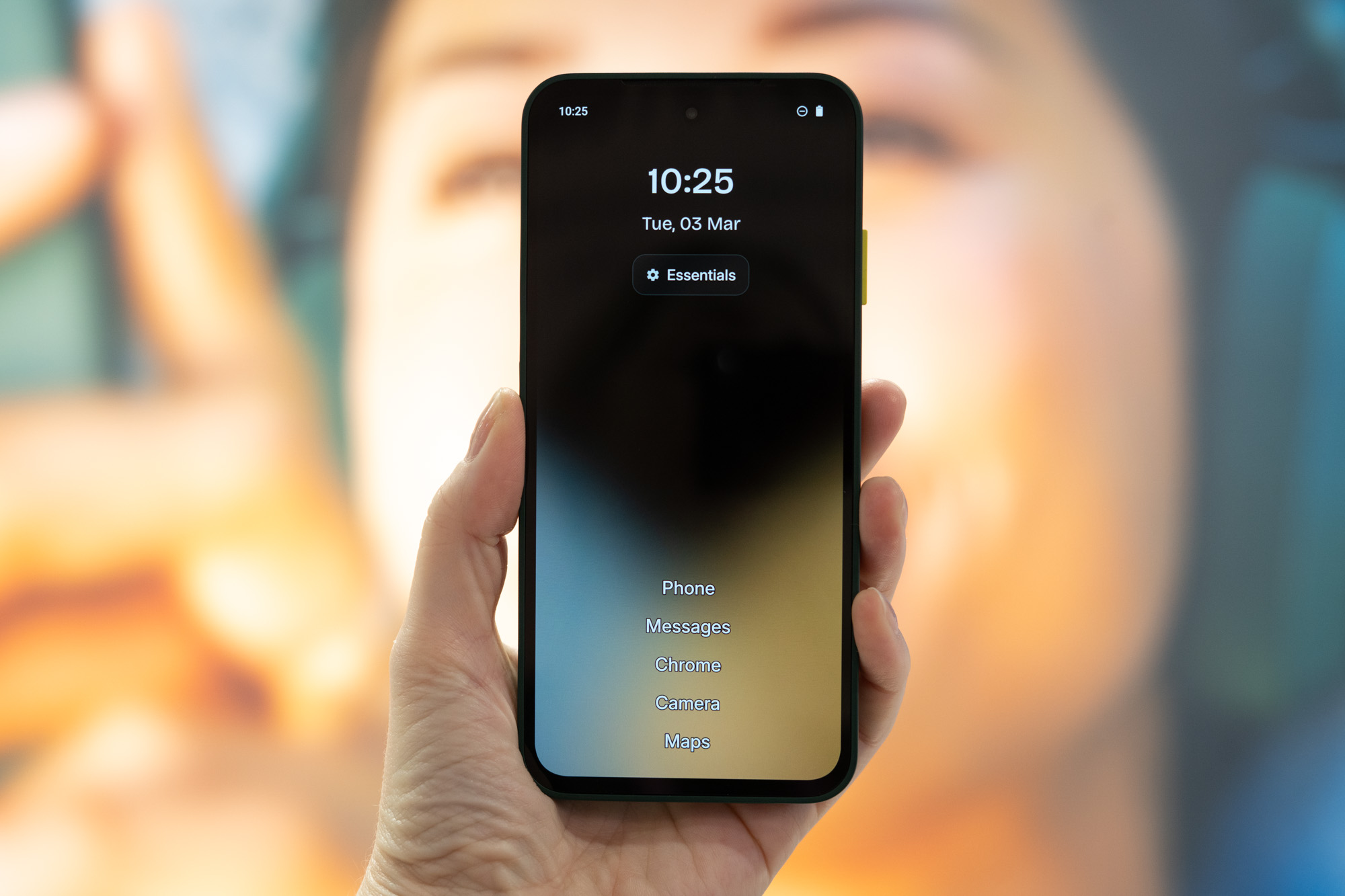 Fairphone 3 showing essential screen