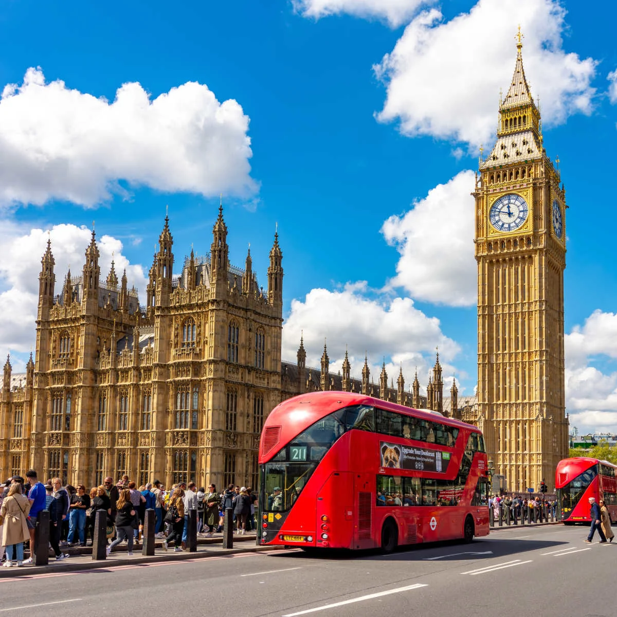Double decker bus at Big Ben in London