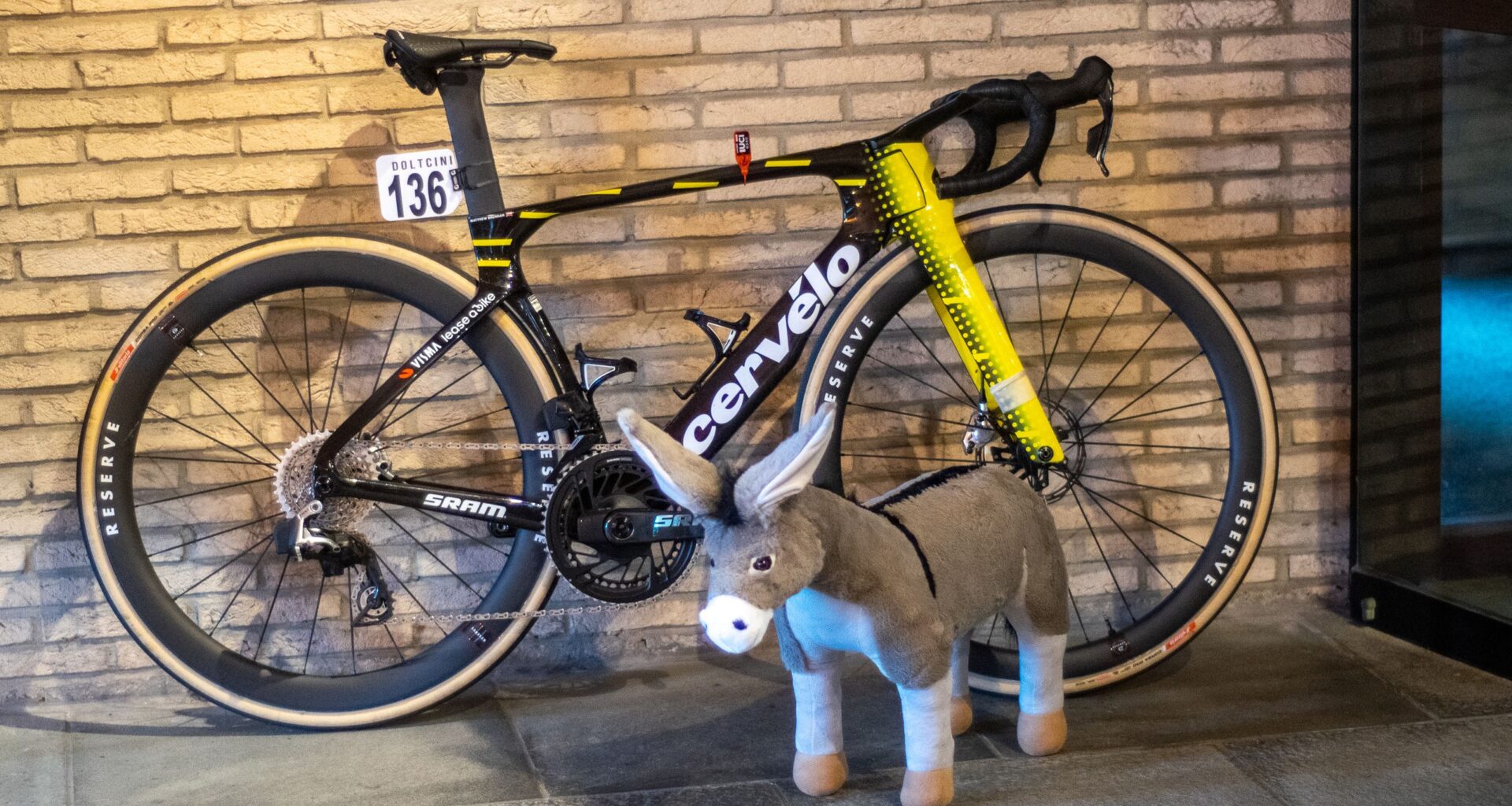 A Cervélo S5 and a toy donkey - Matthew Brennan's Kuurne-Brussel-Kuurne winning bike