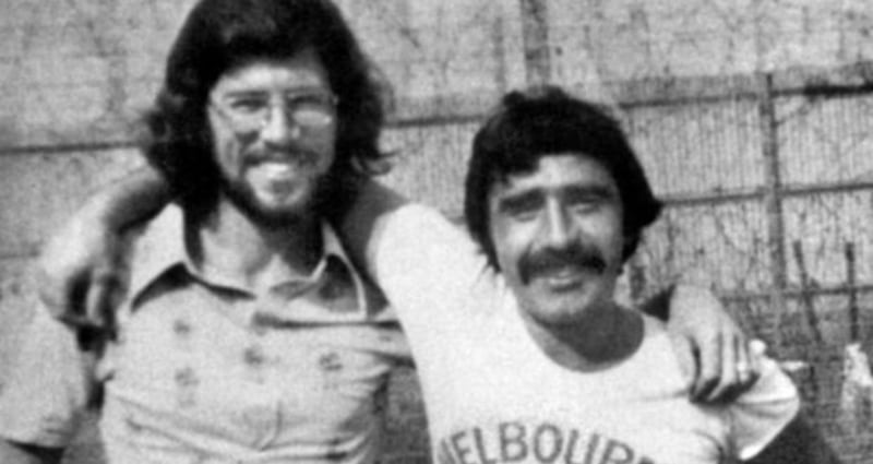 Former IRA man Brendan Hughes (right) in Long Kesh prison with Gerry Adams. Hughes featured in the oral history project. Photograph: Alan Lewis/Photopress
