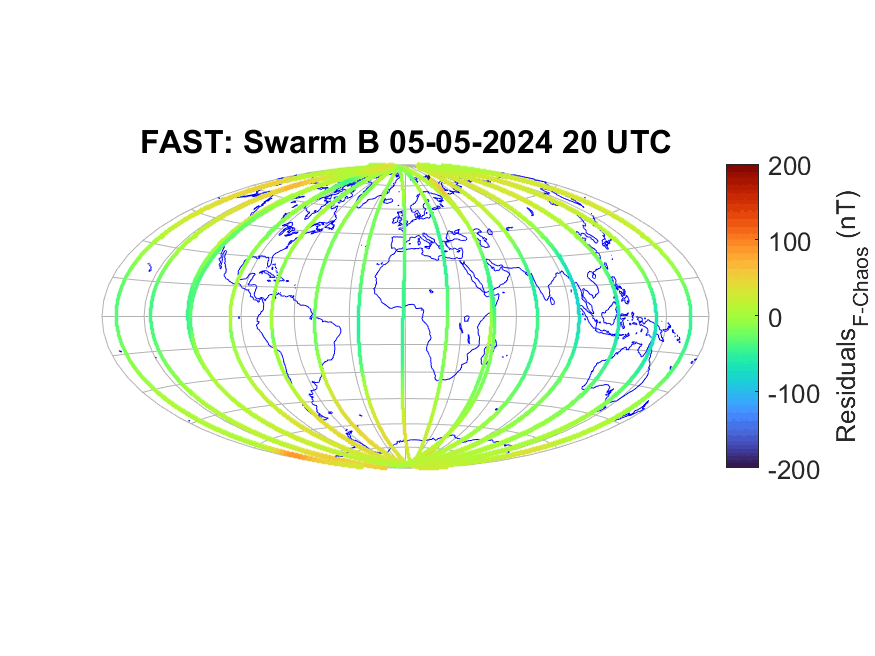 ESA's Swarm satellites map Earth's magnetic field as it is warped by the solar storm of May 2024. Credit: ESA