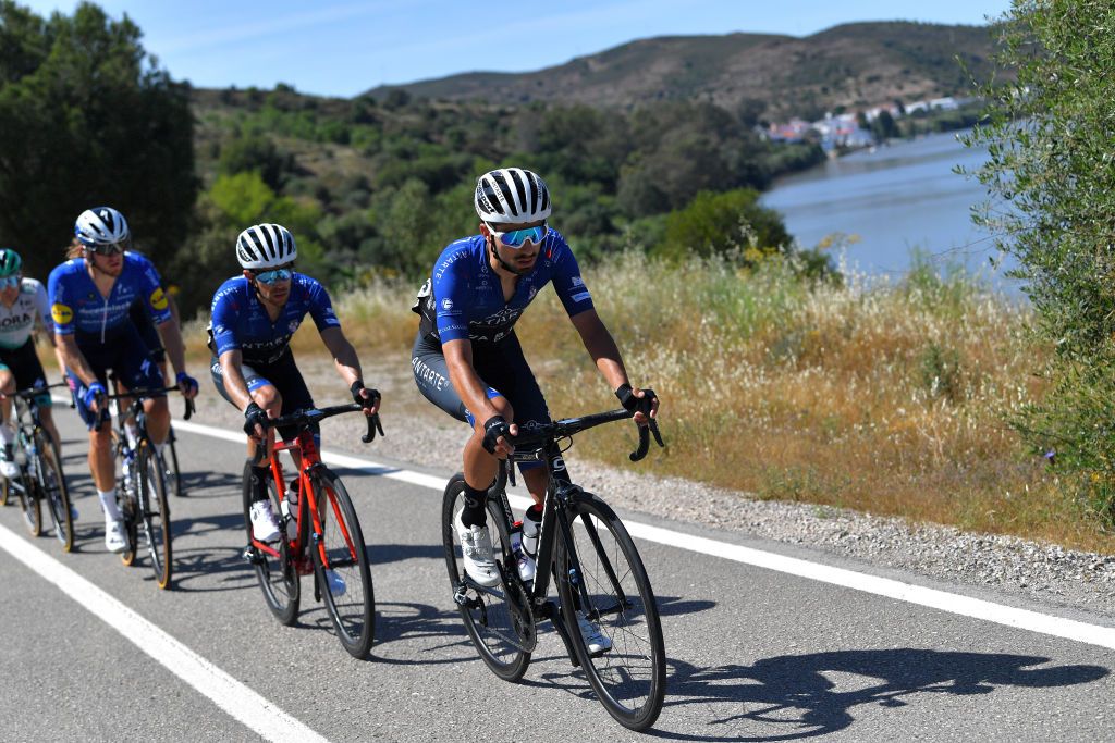 TAVIRA, PORTUGAL - MAY 07: Venceslau Fernandes of Portugal and Team Antarte - Feirense during the 47th Volta Ao Algarve 2021, Stage 3 a 203,1km stage from Faro to Tavira / @VoltAlgarve / #VAlgarve2021 / on May 07, 2021 in Tavira, Portugal. (Photo by Luc Claessen/Getty Images)