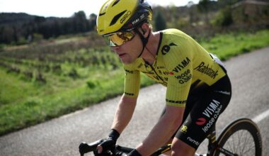 Team Visma - Lease a Bike's French rider Axel Zingle rides with the pack during the 6th stage of the Paris-Nice cycling race, 179.3 km between Barbentane and Apt, on March 13, 2026. (Photo by Anne-Christine POUJOULAT / AFP)