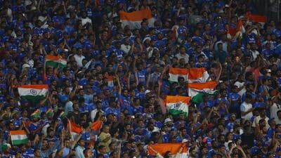 Fans throng the Narendra Modi Stadium in Ahmedabad. (REUTERS)