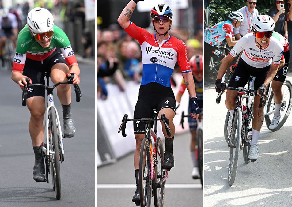 Composite image of Elisa Longo Borghini, Lorena Wiebes and Kasia Niewiadoma