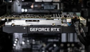 GeForce RTX graphics card plugged in within desktop PC