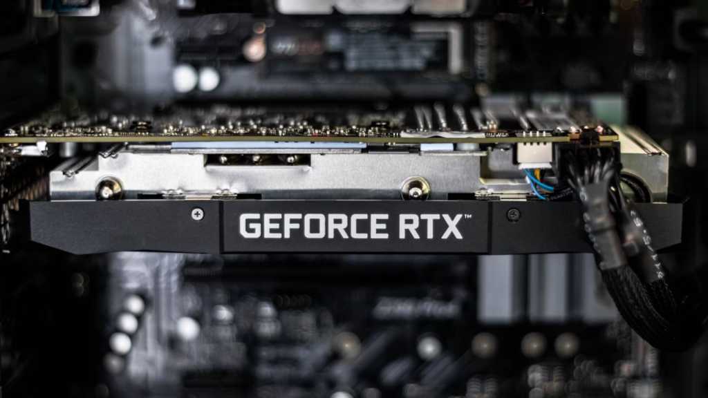 GeForce RTX graphics card plugged in within desktop PC