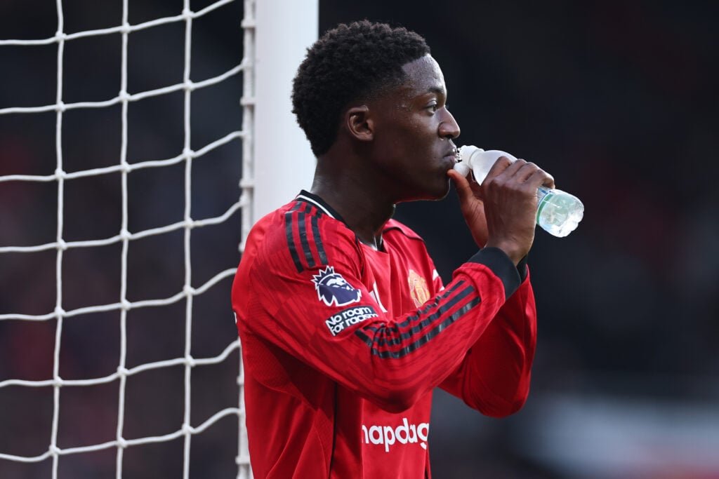 Kobbie Mainoo of Manchester United during the Premier League match between Manchester United and Fulham at Old Trafford on February 1, 2026