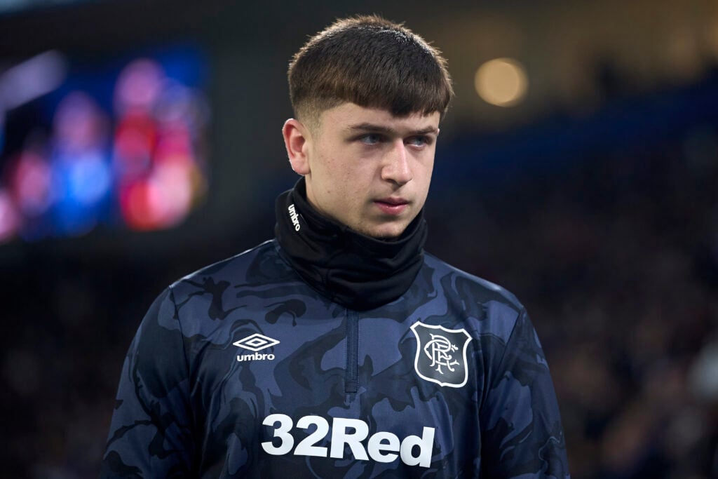 Rangers attacker Mikey Moore ahead of a match,