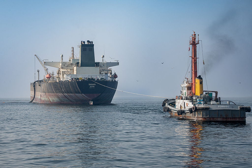 A tanker loading condensate at Iran’s Bandar Asaluyah energy hub – oil and gas exports from the Gulf help shape global energy prices