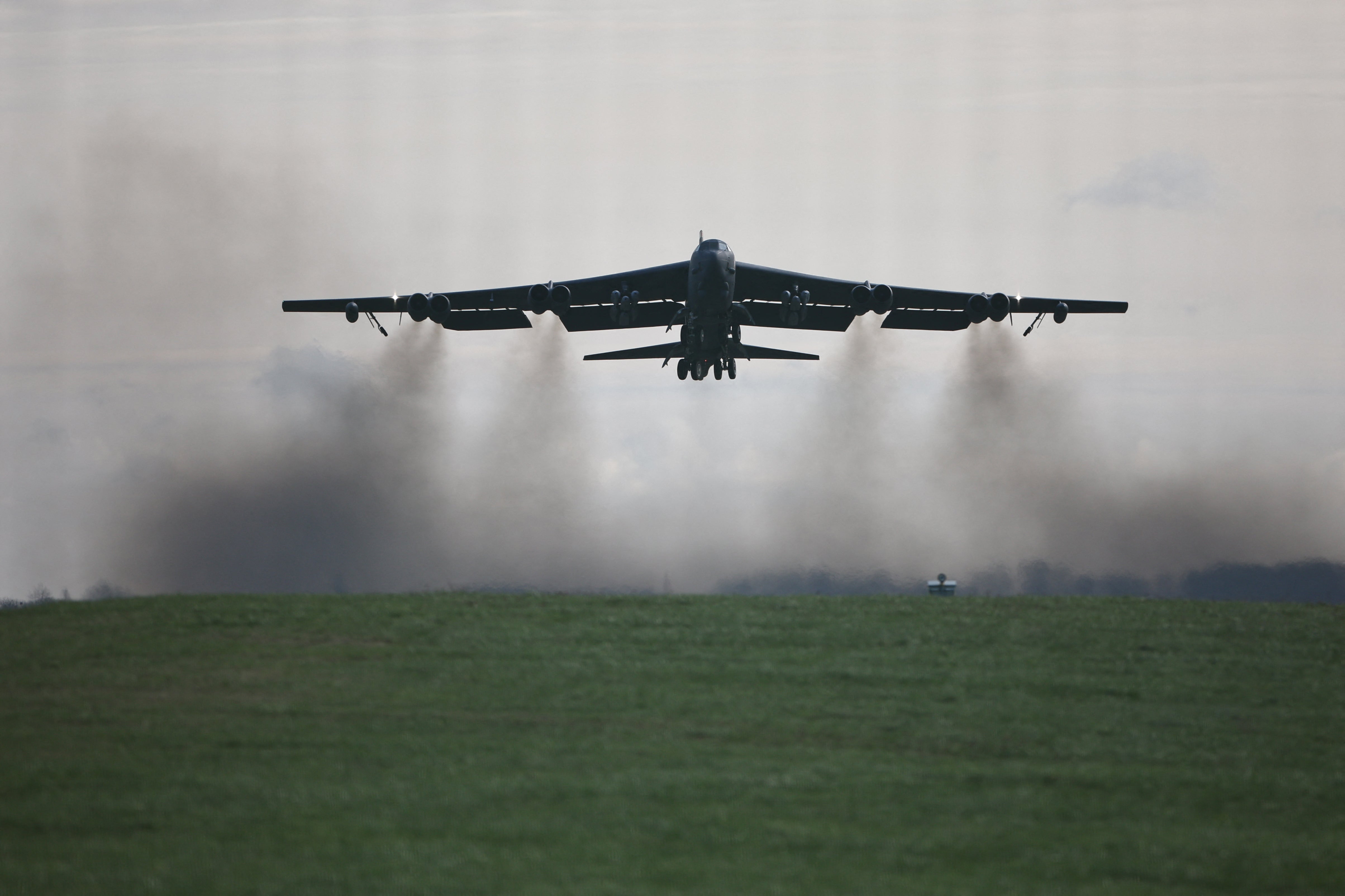 A US Air Force bomber takes off from RAF Fairford in South West England on 15 March 2026