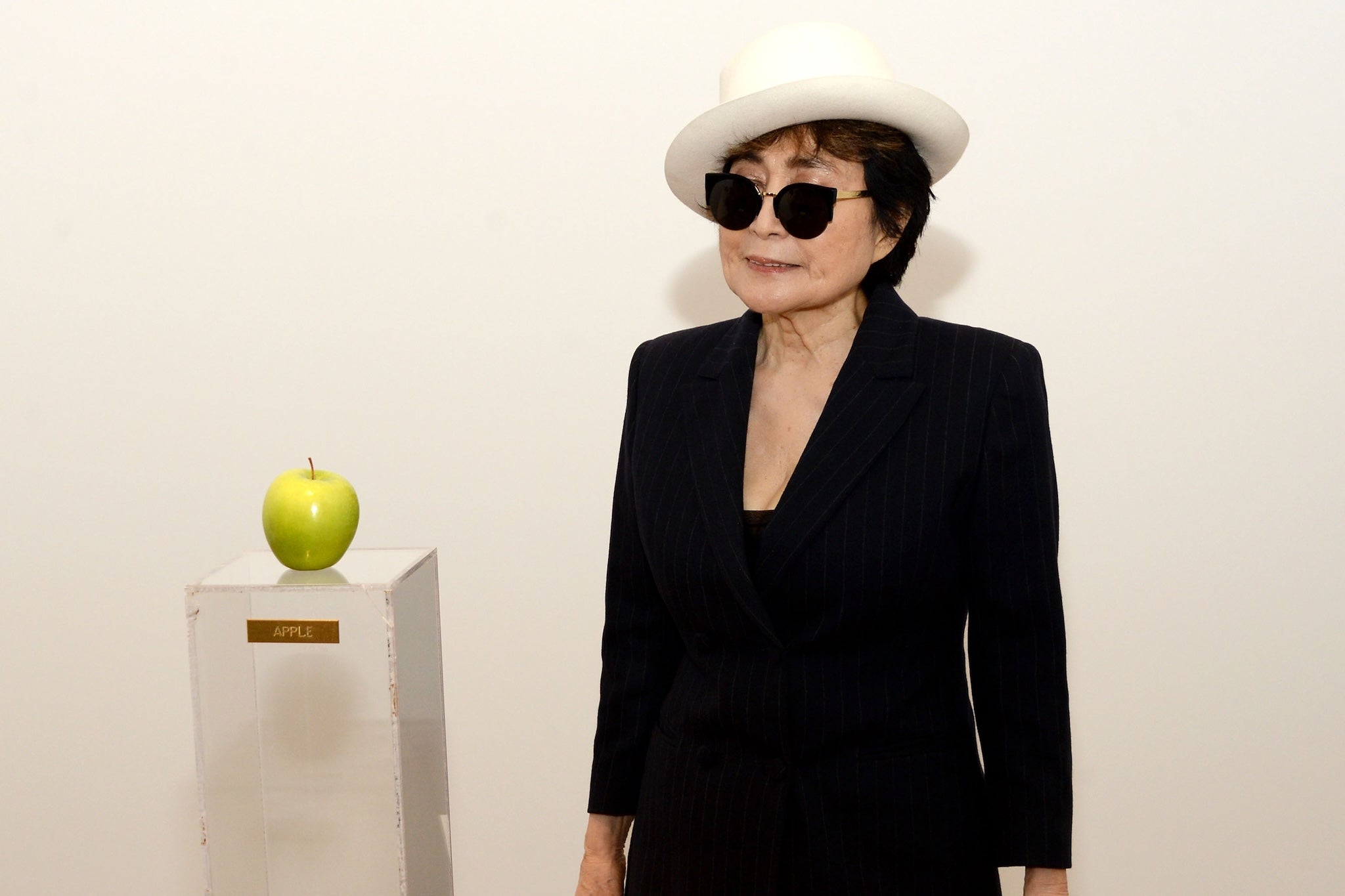 Artist Yoko Ono attends the ‘Yoko Ono: One Woman Show, 1960-1971’ press preview at the Museum of Modern Art in New York City, on 12 May 2015
