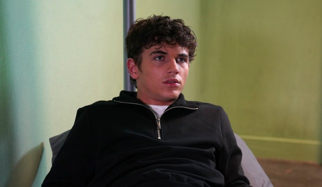 Lucas Hay (Oscar Curtis) is spooked while lying on his prison bed in Hollyoaks