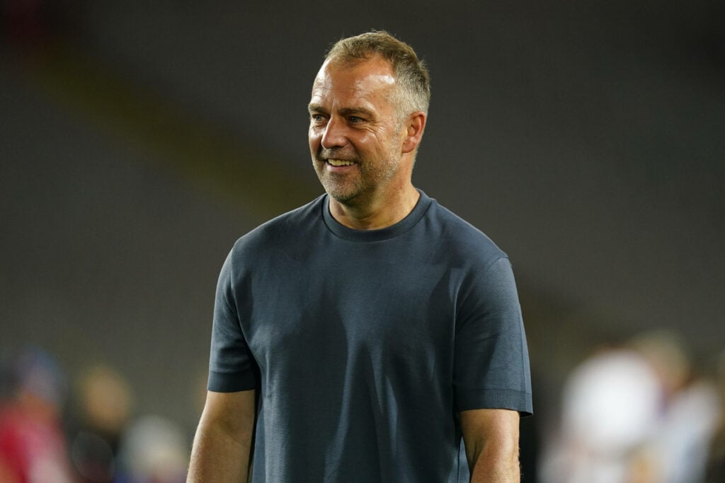 Hansi Flick smiling for Barcelona