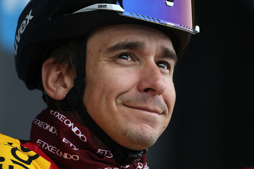 Cofidis' French rider Bryan Coquard looks on at the start of the 1st stage of the Paris-Nice cycling race, 170.9 km between Ach&egrave;res and Carri&egrave;res-sous-Poissy, on March 8, 2026. (Photo by Anne-Christine POUJOULAT / AFP)
