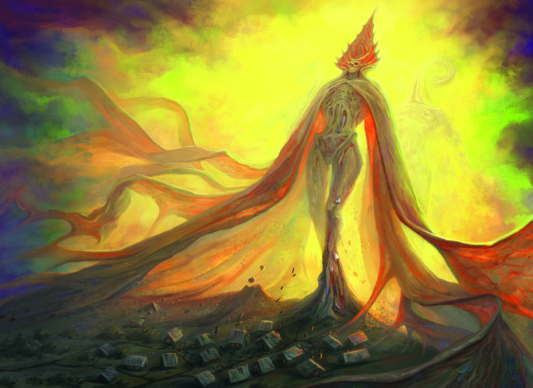 Digital character art inspired by Kazakh tradition and ritualistic storytelling