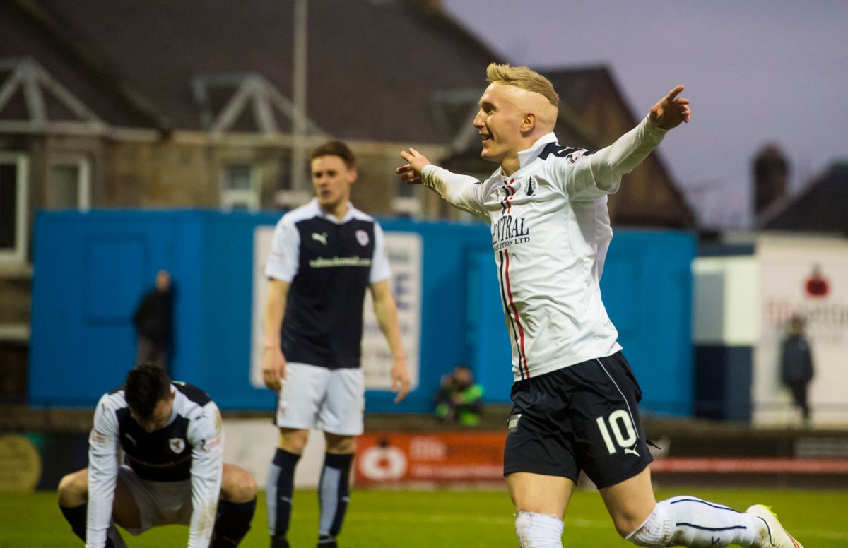 Falkirk's Craig Sibbald celebrates his second goal of the match against Raith