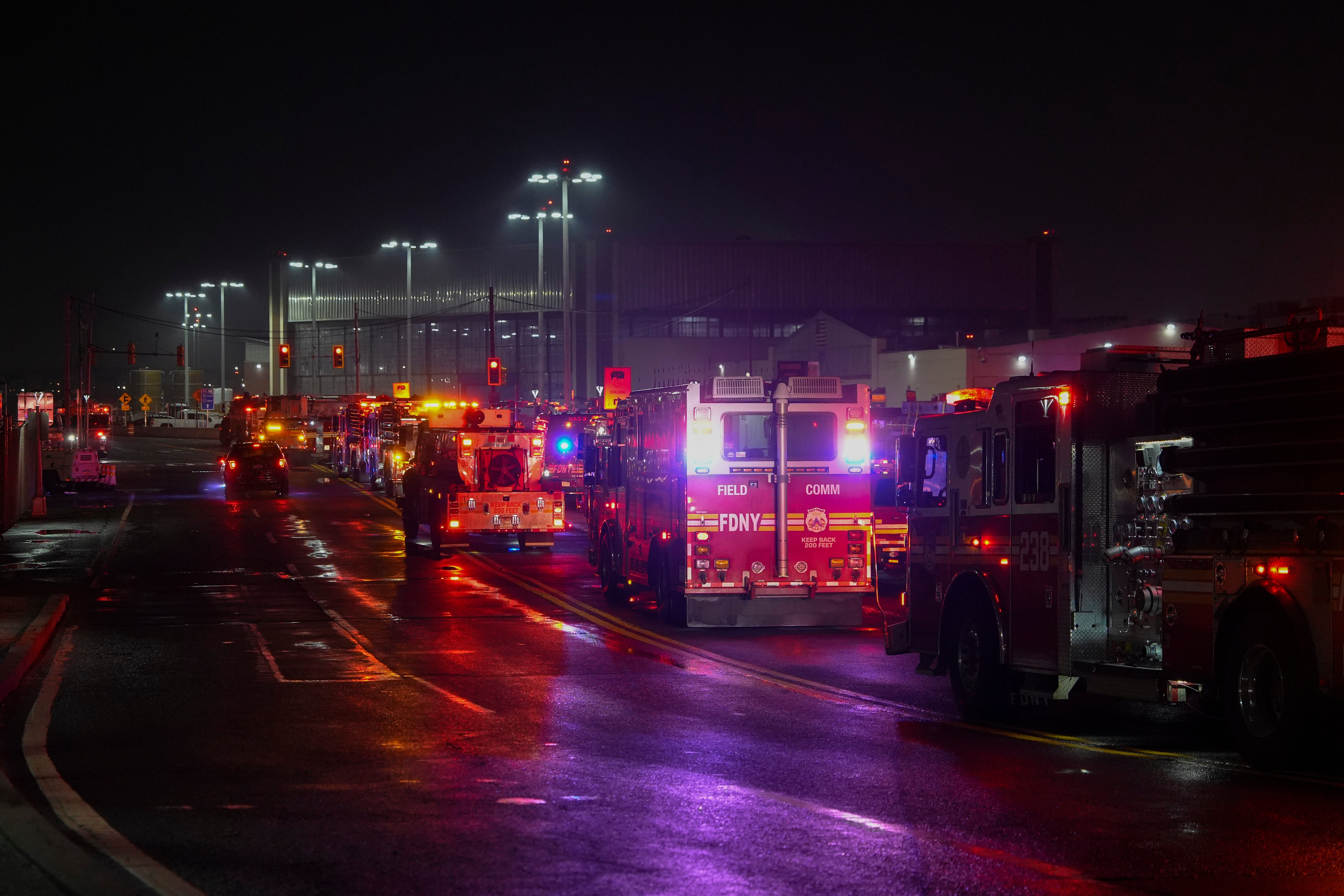 The New York Fire Department said it was responding to a reported incident involving a plane and a vehicle on the runway at LaGuardia, but did not provide further details