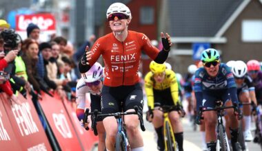 TIELT-WINGE, BELGIUM - MARCH 01: Charlotte Kool of Netherlands and Team Fenix-Premier Tech celebrates at finish line as stage winner race winner during the 18th FENIX-EKOI Omloop van het Hageland 2026 a 141.8km one day race from Aarschot to Tielt-Winge on March 01, 2026 in Tielt-Winge, Belgium. (Photo by Rhode Van Elsen/Getty Images)