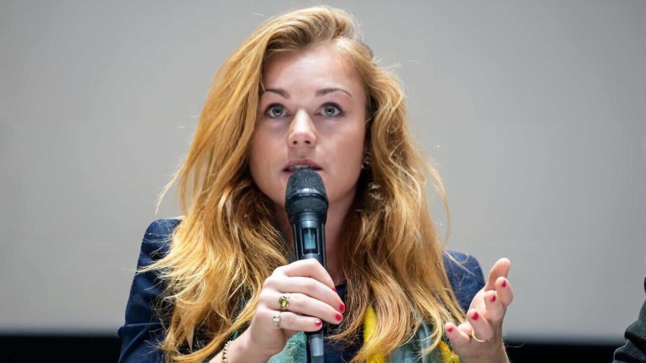 Charlotte Littlewood speaks at a London Center for the Study of Contemporary Antisemitism event in this undated photo. (Lakruwan Rajapaksha/ London Center for the Study of Contemporary Antisemitism)