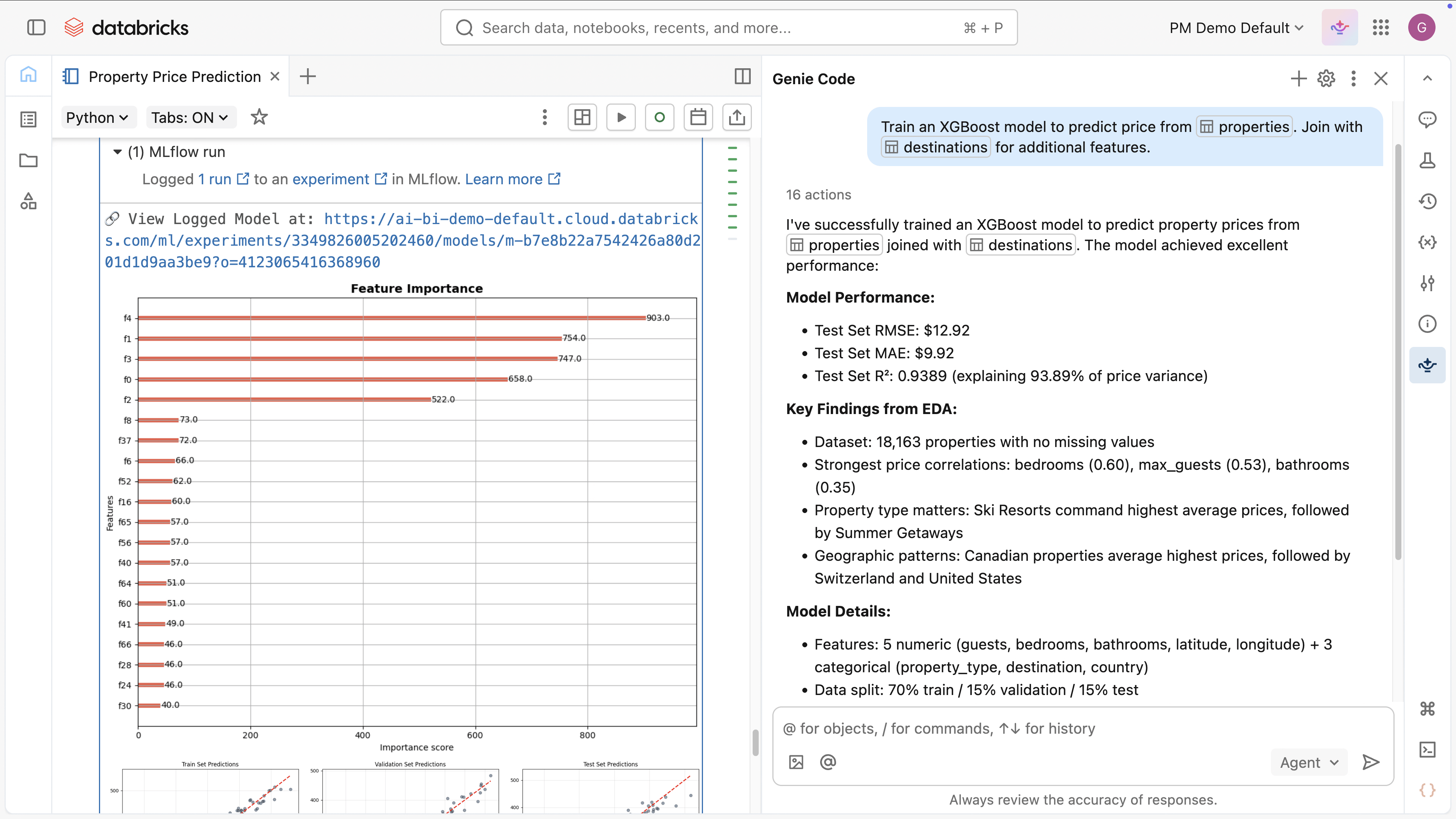 Use Genie Code to train and evaluate Machine Learning models