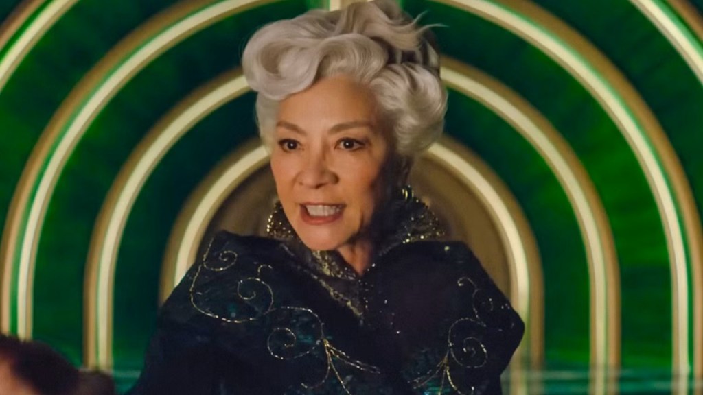 Madame Morrible looking angry in Wicked